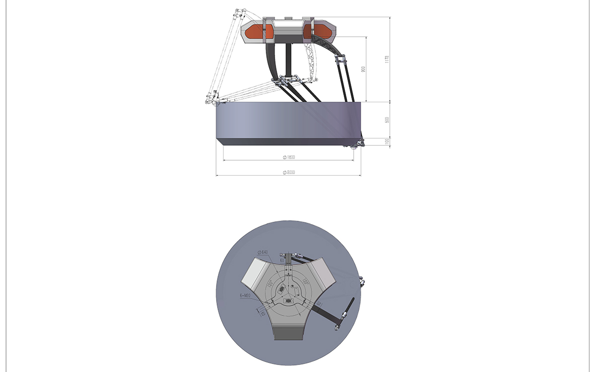 Dibujo técnico de BAT2000M-S15 Delta Robot