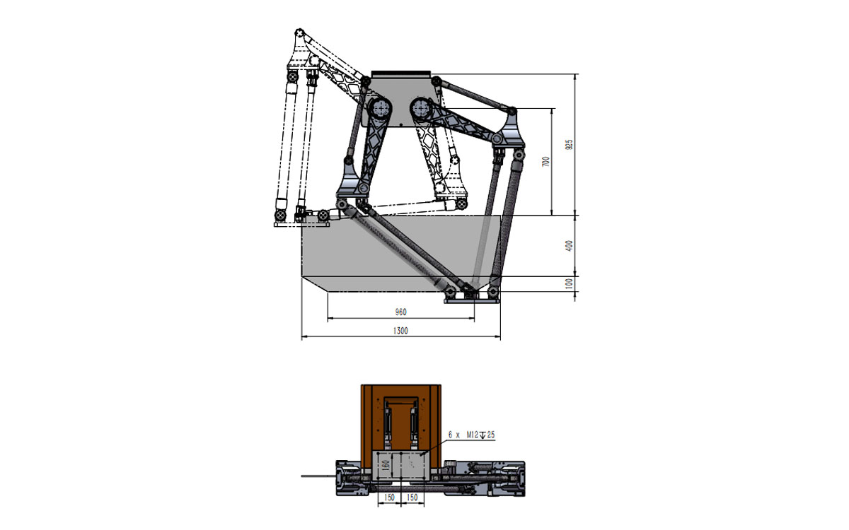 Dibujo técnico de BAT1300B-S50 carga pesada Delta Robot