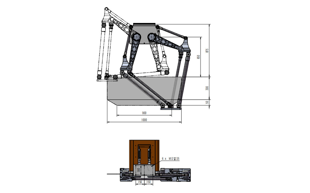 Dibujo técnico de BAT1000B-S60 carga pesada Delta Robot